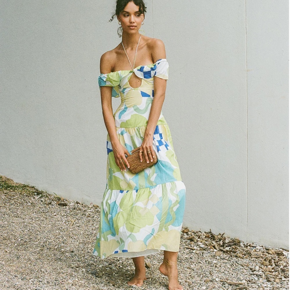 Adorne Midi Dress - Checker Floral Aliza